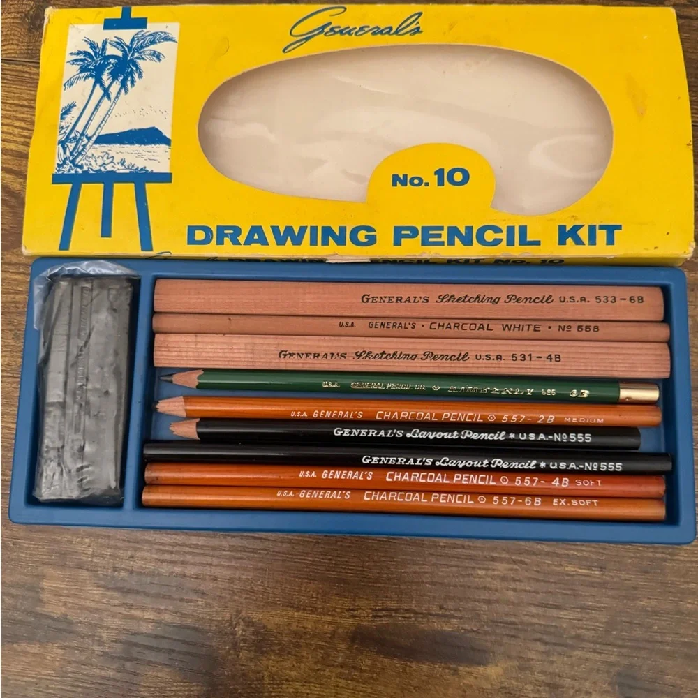 General’s No 10 Drawing Pencil Kit Vintage USA Charcoal Sketch Set‎